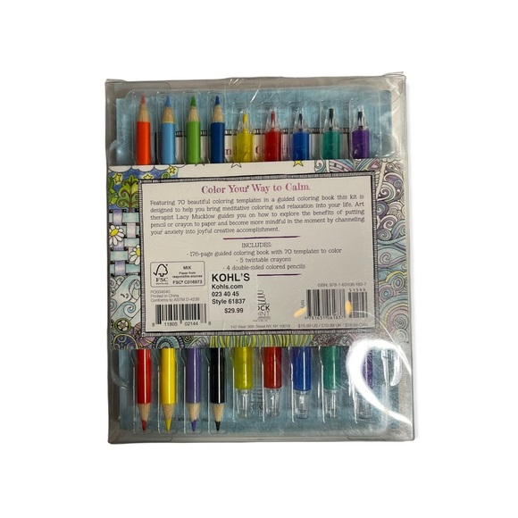 COLOR ME CALM Coloring Kit and Coloring Book NWT - Picture 4 of 6